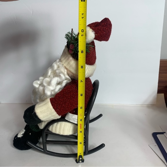 Vintage Santa in rocking chair decoration. Approx. 11”H Santa in cute red outfit - Picture 11 of 13
